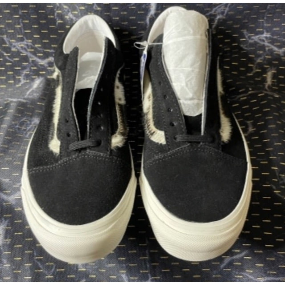 Vans Old Skool 36 DX Anaheim Factory Black Cow Print Sneakers Men 8 Women 9.5
